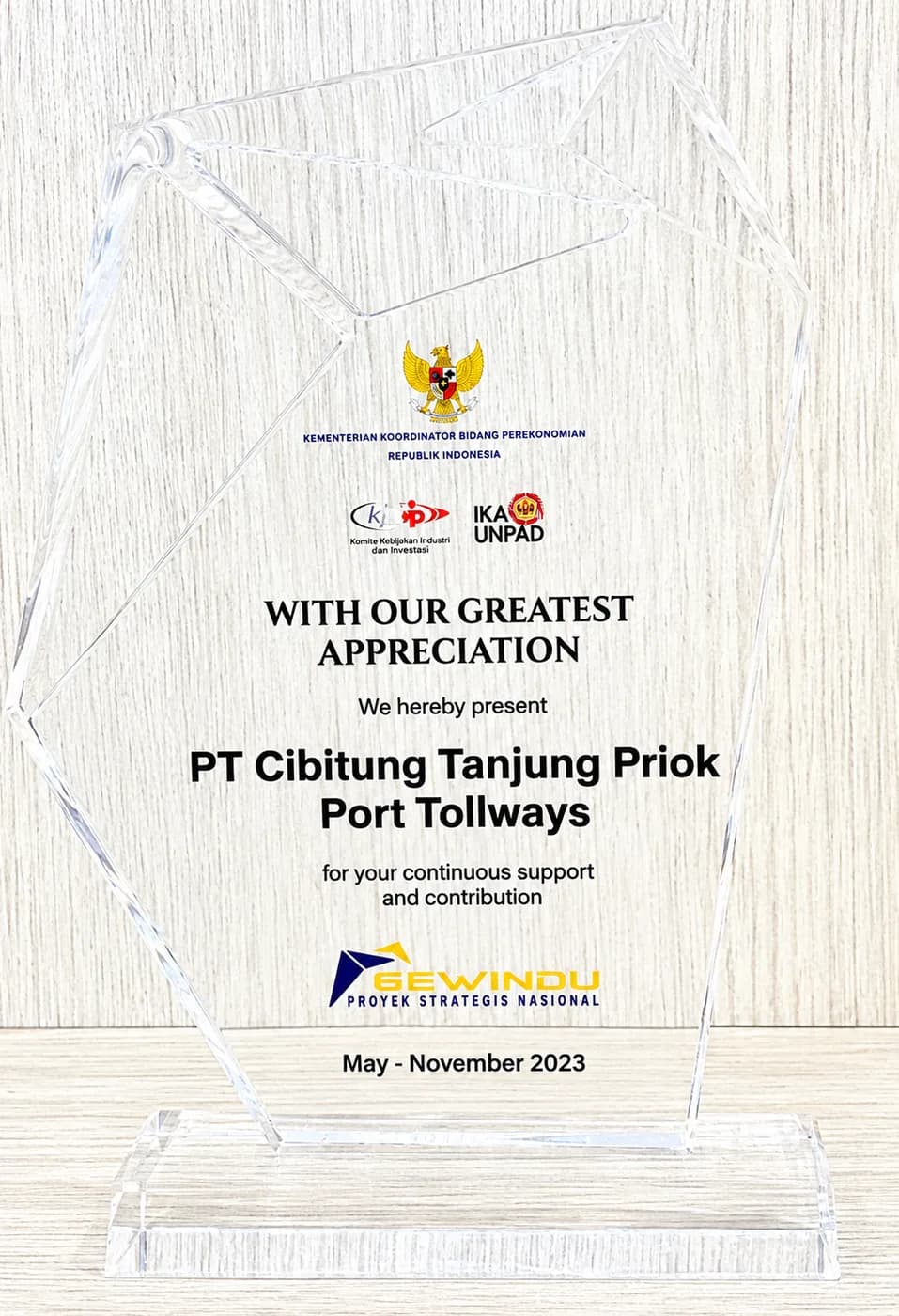 Apresiasi Dukungan dan Kontribusi Gewindu Proyek Strategis Nasional