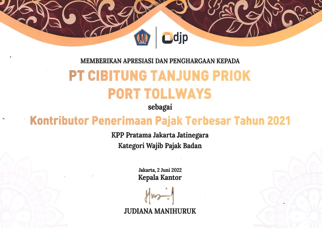 Kontributor Penerimaan Pajak Terbesar Tahun 2021