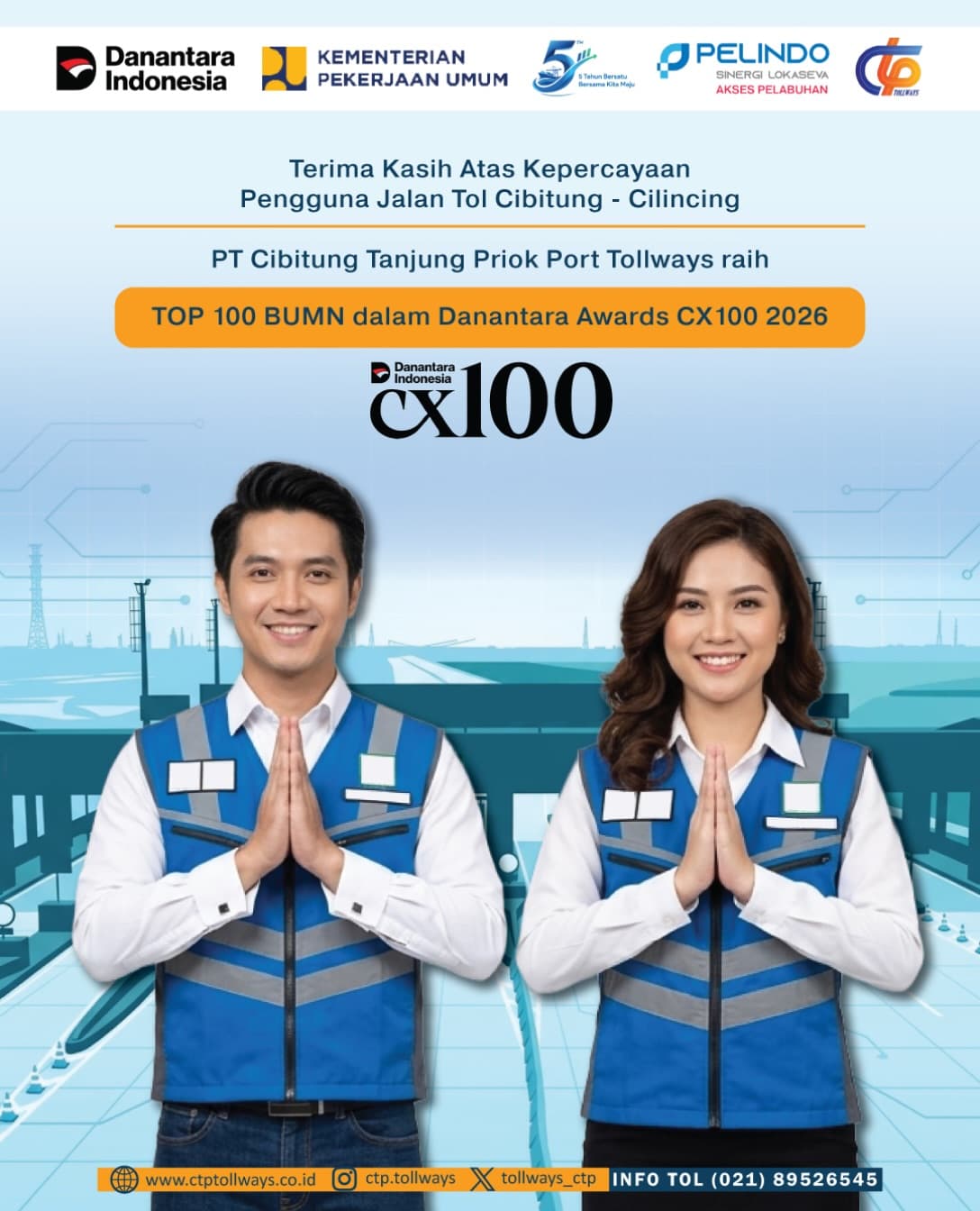 PT CTP Tollways Masuk Top 100 BUMN dalam Danantara Awards CX100